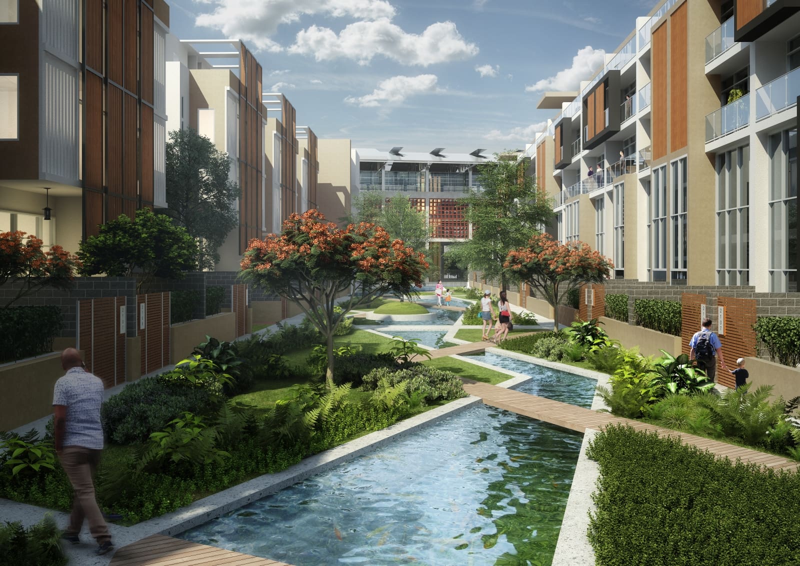 render of open space between residential area of Saigon City South Village