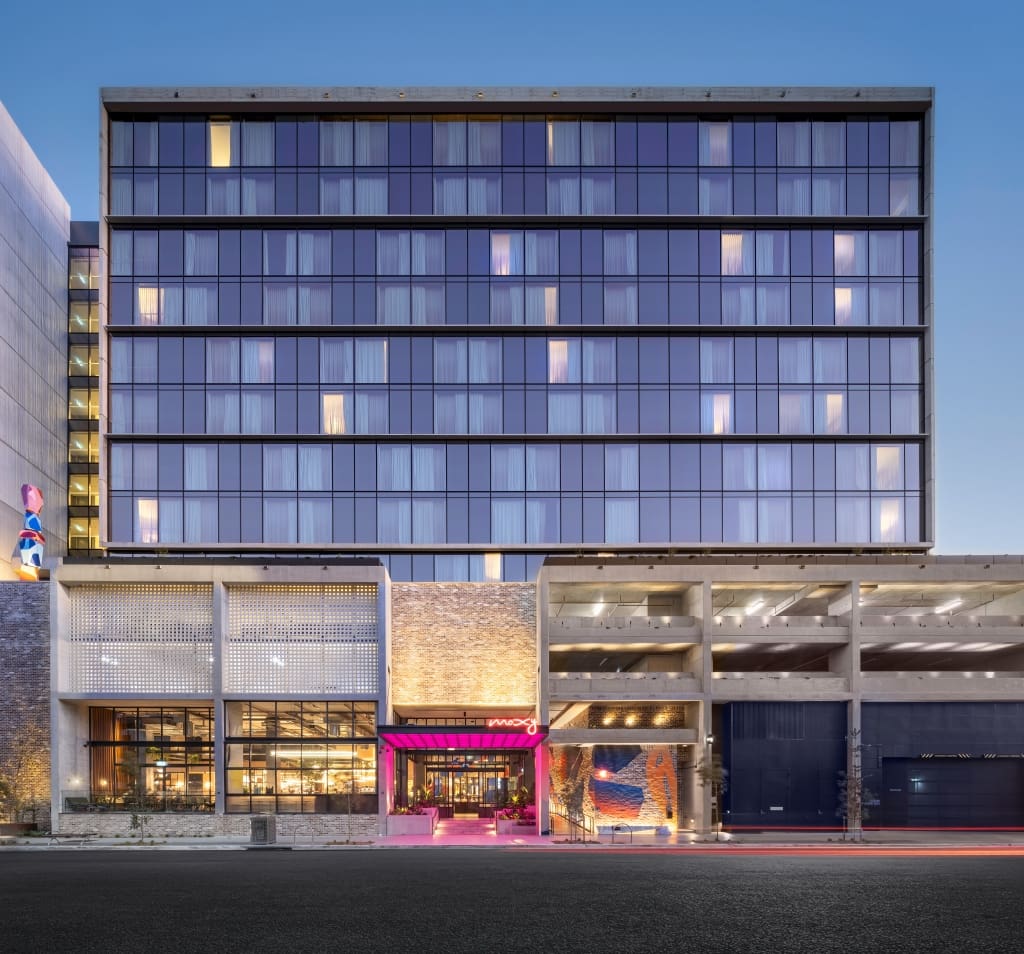 image of the exterior of the Moxy Hotel in Sydney