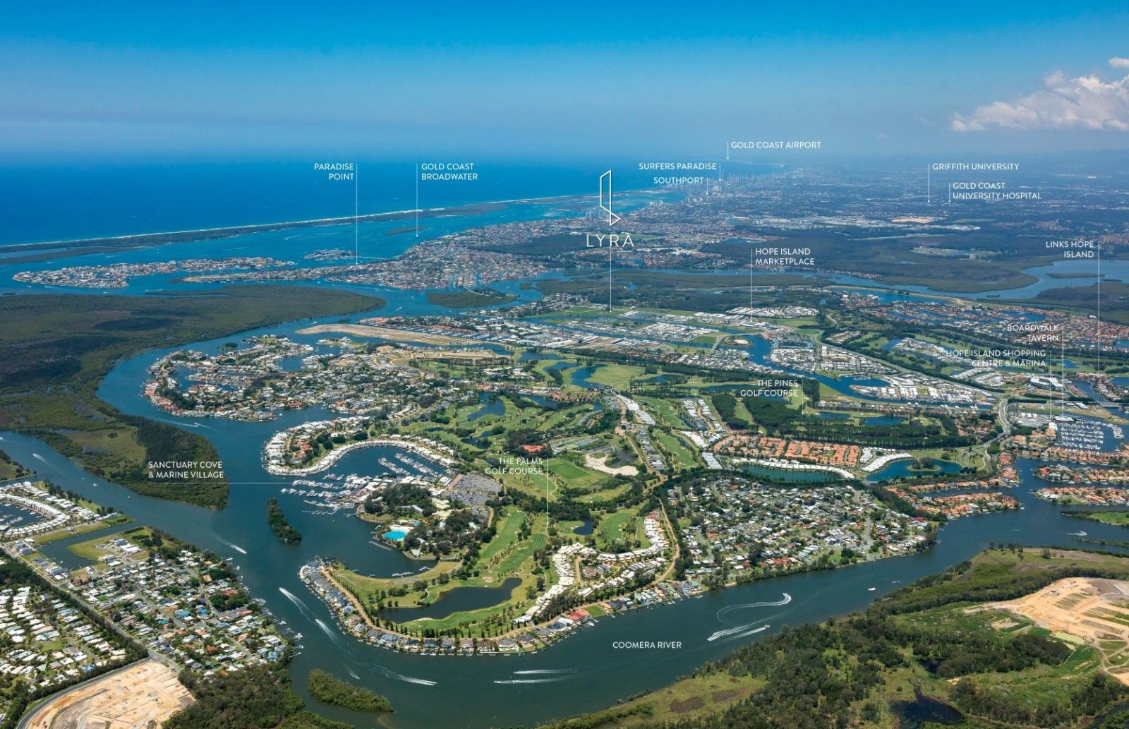 lyra marina quays aerial image